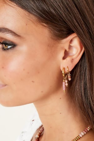 Boucles d'oreilles trois pierres Noir Acier inoxydable h5 Image4