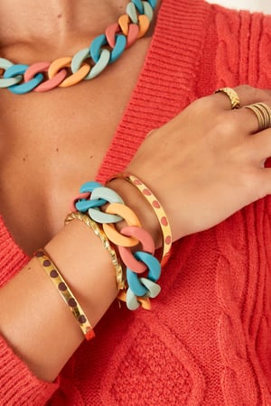 Armband Acryl verbunden Beige Edelstahl h5 Bild4
