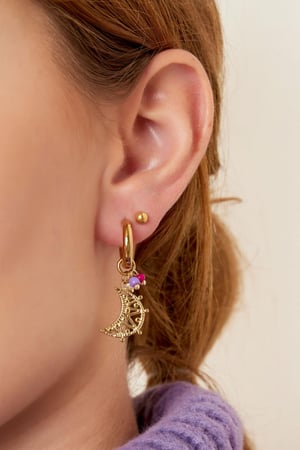 Earrings with moon and beads Gold Color Stainless Steel h5 Picture3