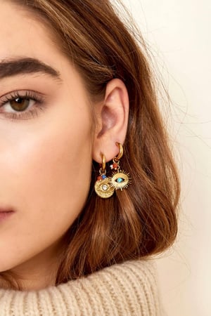 Earrings eye with beads Gold Color Stainless Steel h5 Picture3