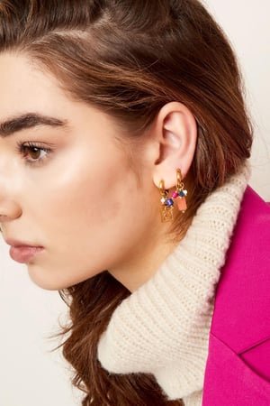 Earrings with snake charm & beads Gold Color Stainless Steel h5 Picture2