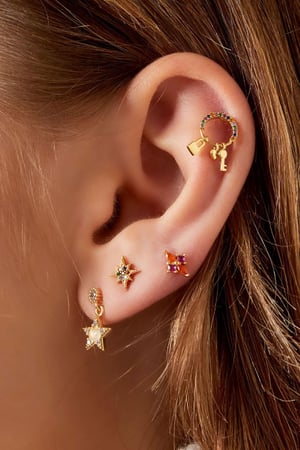 Piercing small flower - Sparkle collection Orange & Gold Color Copper h5 Picture4