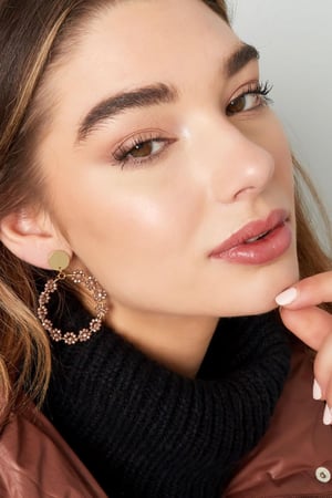 Earrings with bunches of flowers Green & Gold Color Copper h5 Picture2