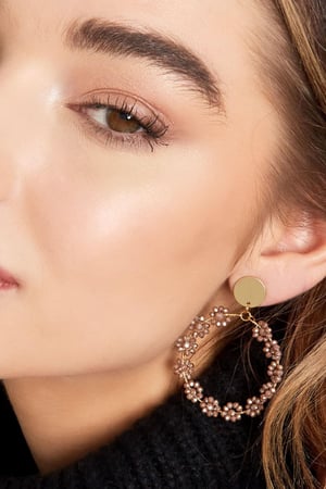 Earrings with bunches of flowers Green & Gold Color Copper h5 Picture5