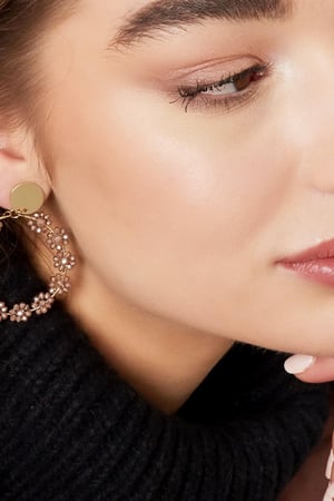 Earrings with bunches of flowers Green & Gold Color Copper h5 Picture3