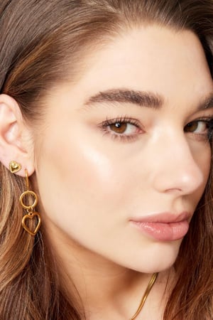 Hanging earrings with heart Gold Color Stainless Steel h5 Picture2