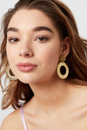 Embossed earrings Silver Color Stainless Steel h5 Picture4