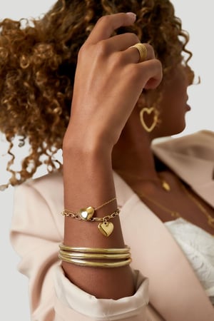Pulsera gran corazón Color dorado Acero inoxidable h5 Imagen3