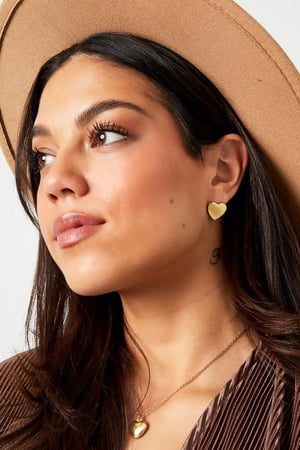 Ear studs heart Gold Color Stainless Steel h5 Picture4