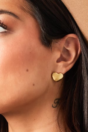 Ear studs heart Gold Color Stainless Steel h5 Picture3