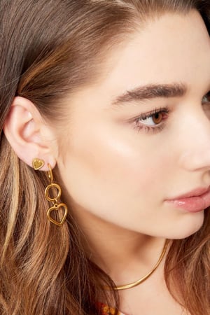 Ear studs graceful heart Gold Color Stainless Steel h5 Picture3