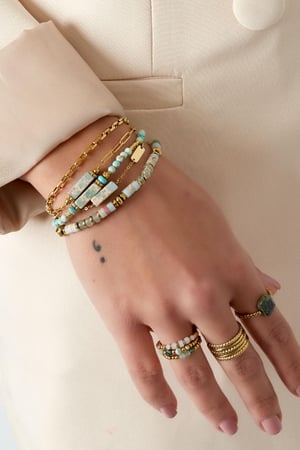 Basic bracelet with stone - Natural stones collection Blue & Gold Color Stainless Steel h5 Picture2