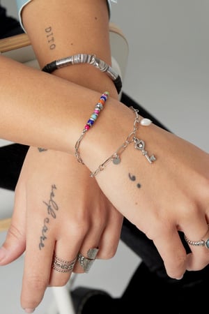 Link bracelet key charm & pearl Gold Color Stainless Steel h5 Picture3