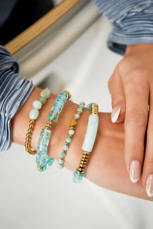 Cuentas de pulsera de tubo Gris y Color dorado Acrílico h5 Imagen2