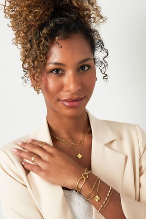 Bracciale a due strati con fiore Silver Color Stainless Steel h5 Immagine3