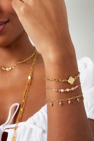 Link bracelet flower Gold Color Stainless Steel h5 Picture2