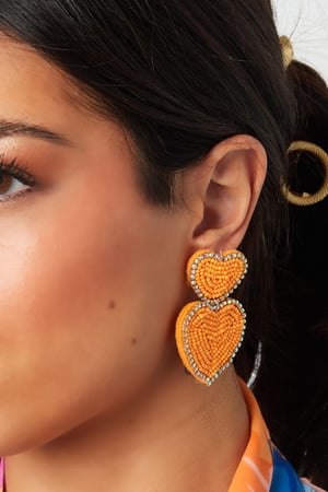 Perlenohrringe Herzen mit Strasssteinen Rosa Glas h5 Bild3