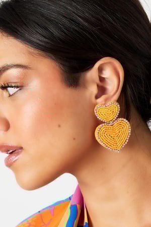 Perlenohrringe Herzen mit Strasssteinen Rosa Glas h5 Bild4