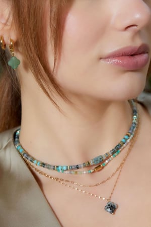 Earrings clover color - Natural stones collection Green Stainless Steel h5 Picture3