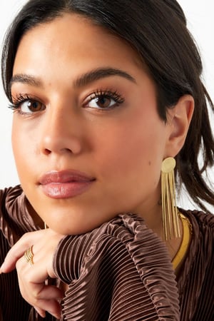 Statement earrings round/heart Gold Color Stainless Steel h5 Picture2