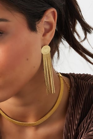 Statement earrings round/heart Gold Color Stainless Steel h5 Picture3