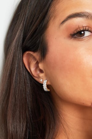 Earrings zircon party Fuchsia Stainless Steel h5 Picture2