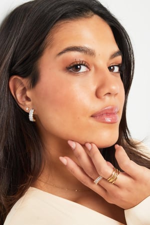 Earrings zircon party Fuchsia Stainless Steel h5 Picture4