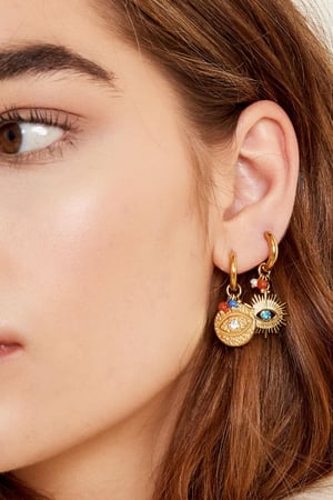 Ohrringe Auge mit Perlen Goldfarbe Edelstahl h5 Bild3