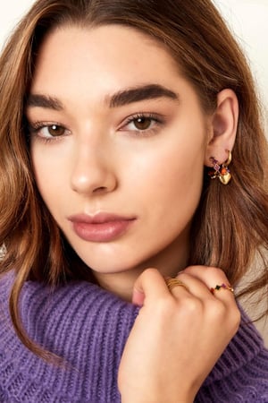 Earrings heart with beads Gold Color Stainless Steel h5 Picture3