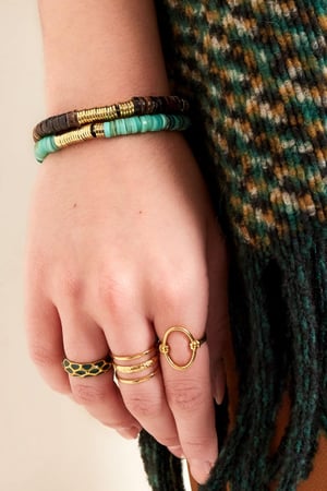 Armband verschiedene Perlen Grün & Goldfarbe polymer clay h5 Bild3