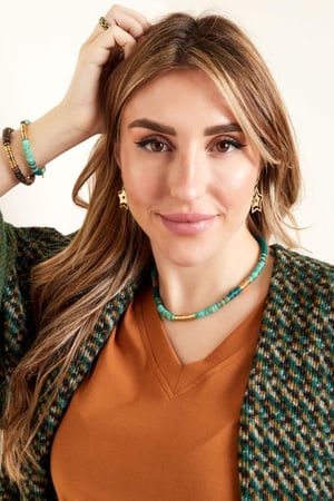 Armband verschiedene Perlen Grün & Goldfarbe polymer clay h5 Bild2