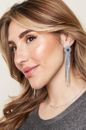 Pendientes de diamantes de imitación redondos - Holiday Essentials Plata Cobre h5 Imagen2