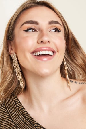 Strass oorbellen hart top - Holiday Essentials Goud kleur Koper h5 Afbeelding2