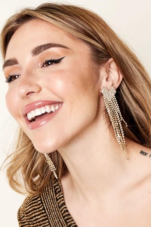 Strass oorbellen hart top - Holiday Essentials Goud kleur Koper h5 Afbeelding4