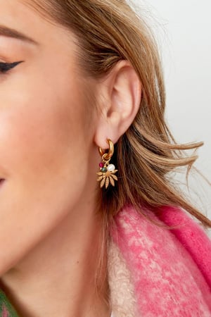 Ohrringe Blume mit Perlen Goldfarbe Edelstahl h5 Bild2