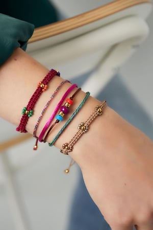Pulsera de tela flor Morado Poliéster h5 Imagen2