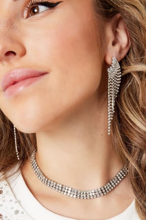 Necklace festive rhinestones - Holiday essentials Green & Silver Color Copper h5 Picture5