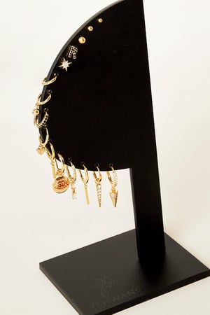 Display Oorbellen Half Moon Zwart Acryl h5 Afbeelding2