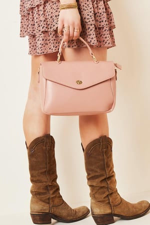 PU Kunstledertasche mit Griff und Schultergurt und Metalldetails Rosa Polyurethan h5 Bild4