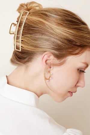 Large metal hair clip in gold color Vintage gold h5 Picture2