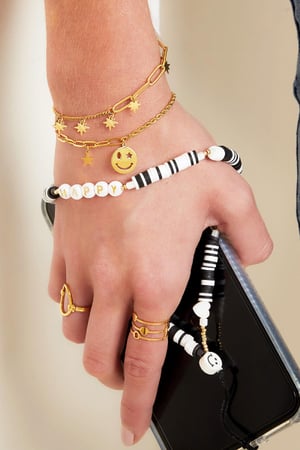 Telefoon accessoires gelukkig geluk liefde Zwart & Wit polymer clay h5 Afbeelding2