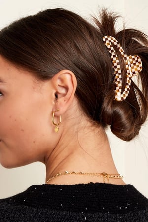 Pasador de pelo a cuadros grande Negro & White Sheet Material h5 Imagen2