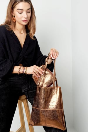 Metallic shopper Gold Color PU h5 Picture4