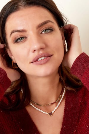 Necklace pearls  with heart Burgundy h5 Picture2