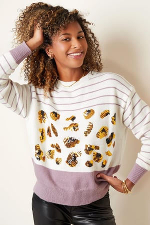 Jersey con rayas y lentejuelas Blanco S/M h5 Imagen2