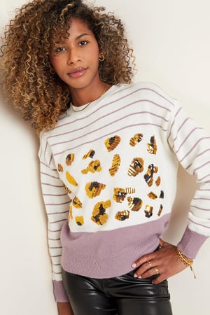 Jersey con rayas y lentejuelas Blanco S/M h5 Imagen5