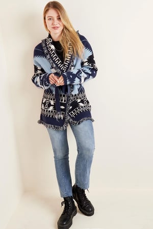 Lang vest boho franje Blauw One size h5 Afbeelding3