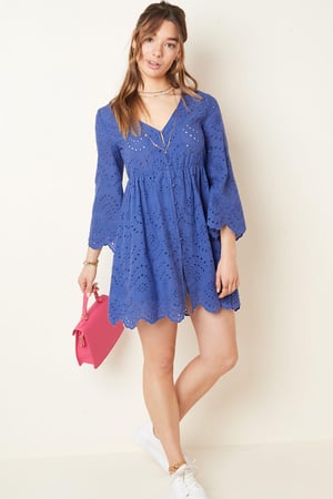 Broderie-Kleid Weiß S h5 Bild5