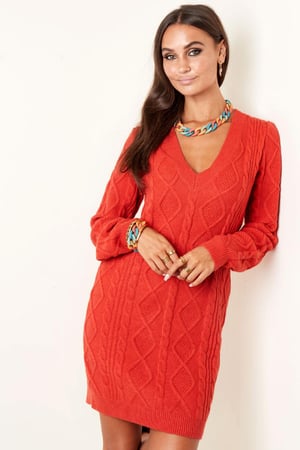 Abito in maglia con scollo a V in maglia Purple S/M h5 Immagine2