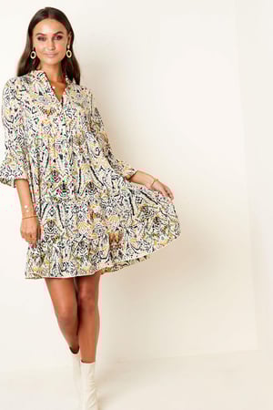 Autumn dress with abstract print Green S h5 Picture6